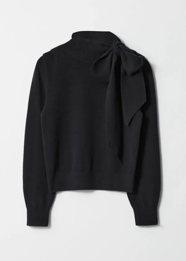 Women Knitwear and Other Stories Merino TieNeck Jumper Black Women Knitwear and Other Stories Merino TieNeck Jumper Black