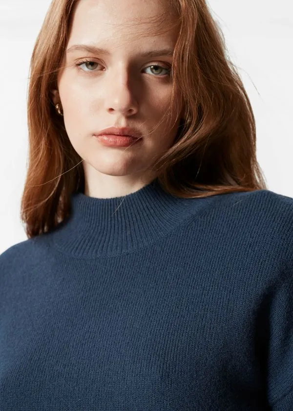 Women Knitwear and Other Stories Mock Neck Jumper Dark Blue