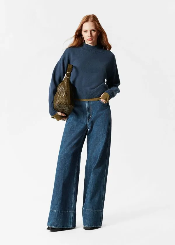Women Knitwear and Other Stories Mock Neck Jumper Dark Blue