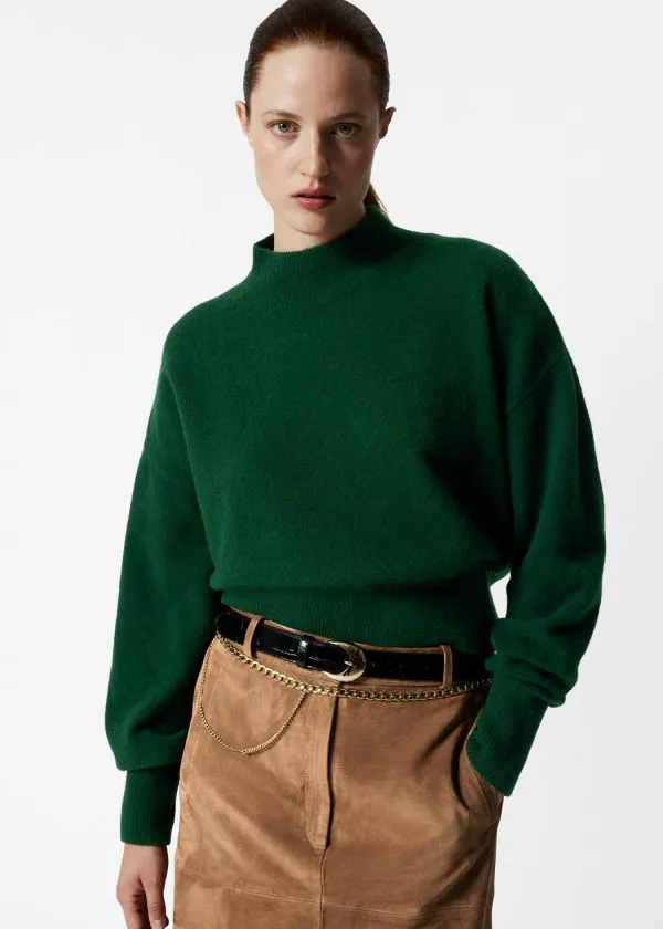 Women Knitwear and Other Stories MockNeck Sweater Dark Green