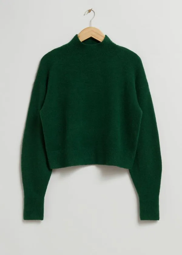 Women Knitwear and Other Stories MockNeck Sweater Dark Green