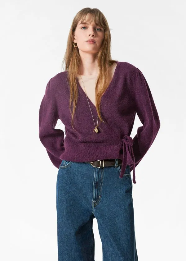 Women Knitwear and Other Stories MohairBlend Knitted Wrap Cardigan Plum