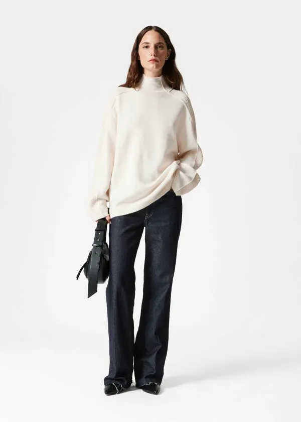 Women Knitwear and Other Stories Panelled Wool Turtleneck Jumper White Women Knitwear and Other Stories Panelled Wool Turtleneck Jumper White