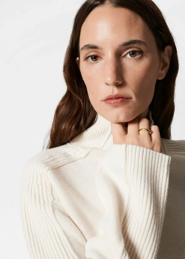 Women Knitwear and Other Stories Panelled Wool Turtleneck Jumper White Women Knitwear and Other Stories Panelled Wool Turtleneck Jumper White