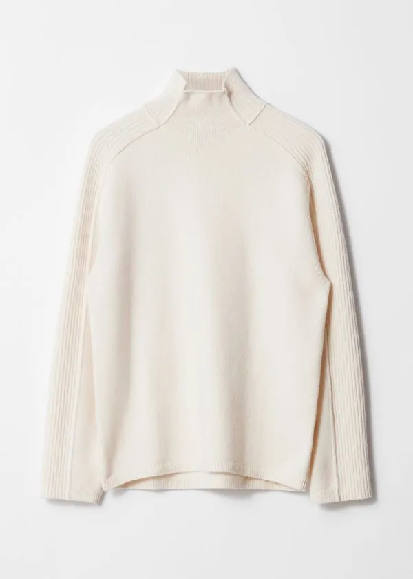 Women Knitwear and Other Stories Panelled Wool Turtleneck Jumper White Women Knitwear and Other Stories Panelled Wool Turtleneck Jumper White