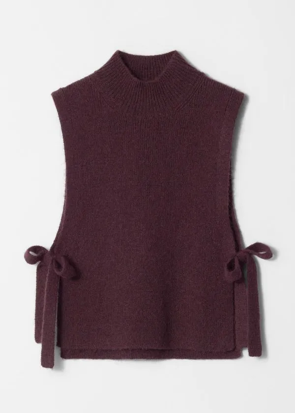 Women Knitwear and Other Stories Wool Bib Collar Burgundy