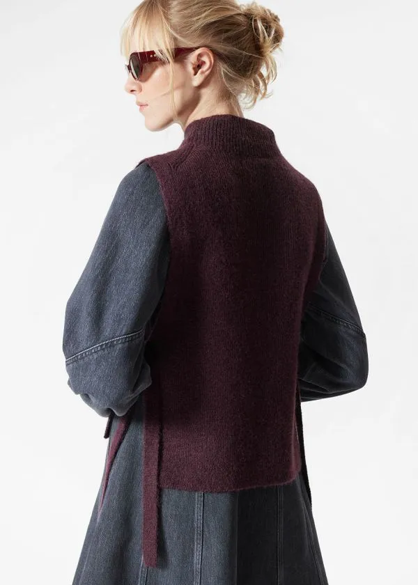 Women Knitwear and Other Stories Wool Bib Collar Burgundy
