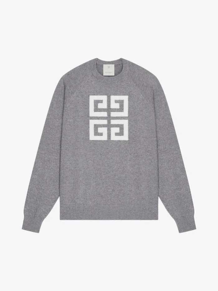 Women Knitwear Givenchy 4G Sweater In Cashmere Greyecru Women Knitwear Givenchy 4G Sweater In Cashmere Greyecru