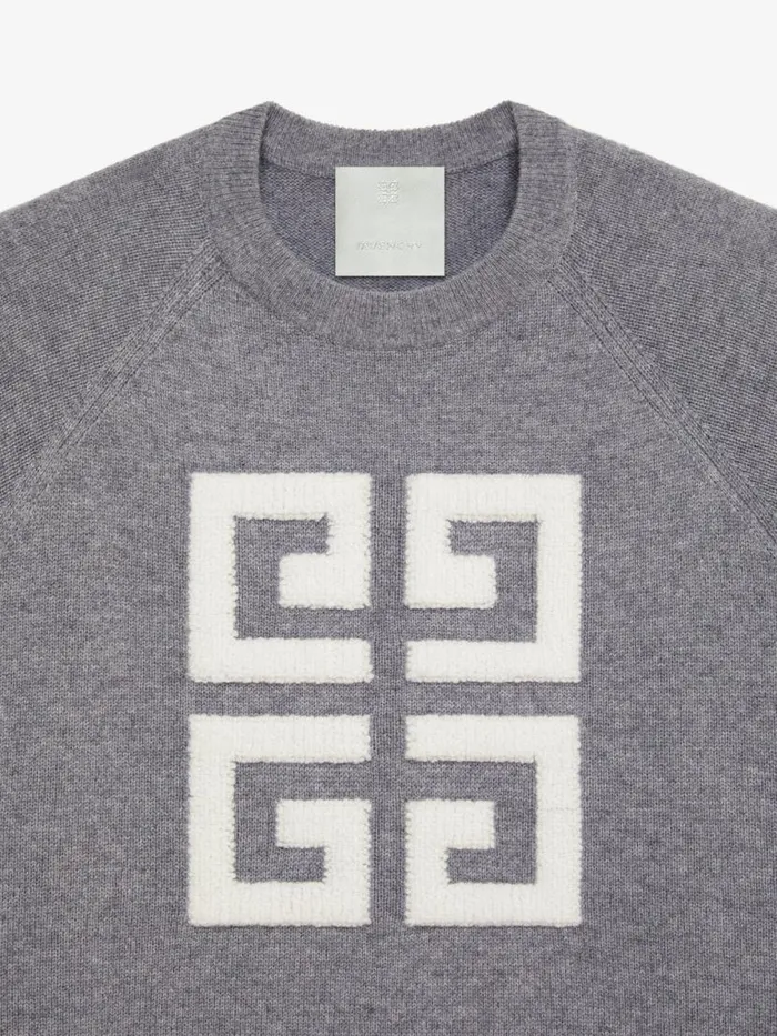 Women Knitwear Givenchy 4G Sweater In Cashmere Greyecru Women Knitwear Givenchy 4G Sweater In Cashmere Greyecru