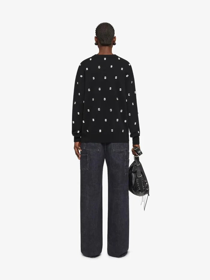Women Knitwear Givenchy Sweater In Cashmere With Embroidered Stones Black
