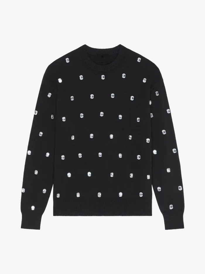 Women Knitwear Givenchy Sweater In Cashmere With Embroidered Stones Black