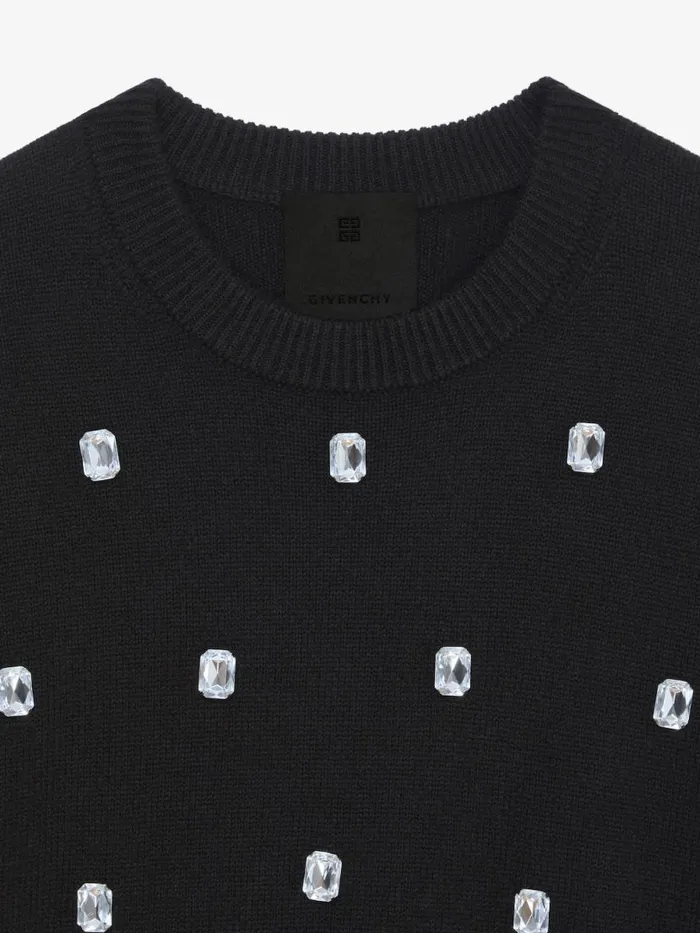 Women Knitwear Givenchy Sweater In Cashmere With Embroidered Stones Black