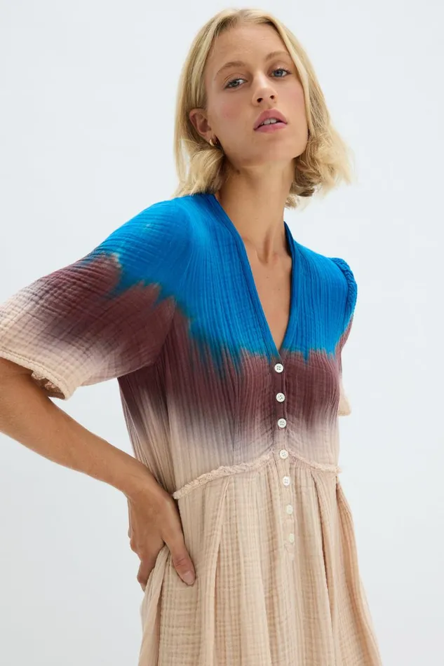 Women Lapis Multi Dual Gauze Garden Dress Raquel Allegra TShirts
