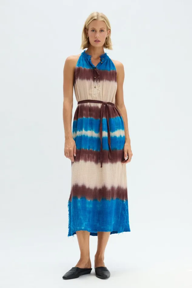 Women Lapis Multi Dual Gauze Halter Dress Raquel Allegra Dresses