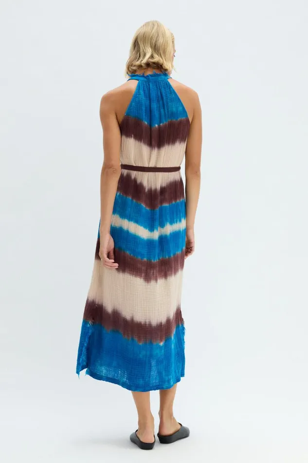 Women Lapis Multi Dual Gauze Halter Dress Raquel Allegra Tops