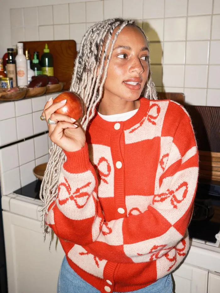 Women Lauda Cardi Cherry Bow Check Lisa Says Gah Tops Women Lauda Cardi Cherry Bow Check Lisa Says Gah Tops