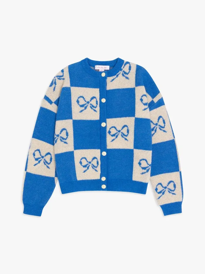 Women Lauda Cardi Navy Bow Check Lisa Says Gah Sweaters