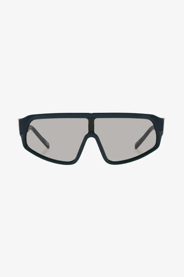 Women LE SPECS Calm Chaos Shield Sunglasses Dark Khaki LAMARQUE Sunglasses