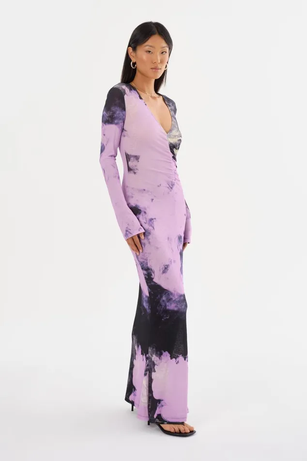 Women LEANDRA Printed Jersey Maxi Dress Lavender Haze LAMARQUE Dresses Women LEANDRA Printed Jersey Maxi Dress Lavender Haze LAMARQUE Dresses