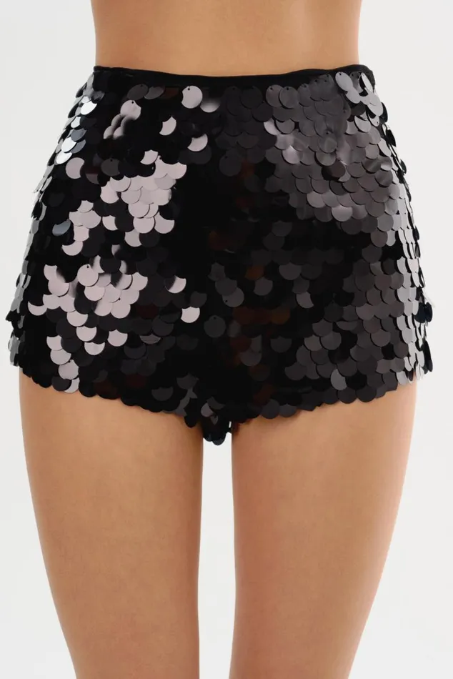 Women LEIDA Sequin Shorts Black LAMARQUE Pants and Shorts