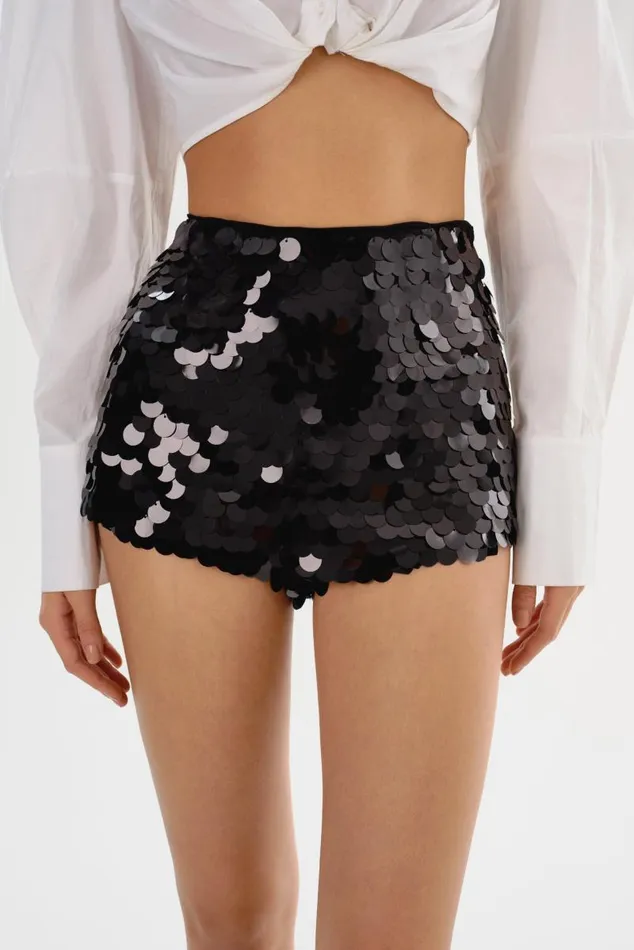 Women LEIDA Sequin Shorts Black LAMARQUE Pants and Shorts