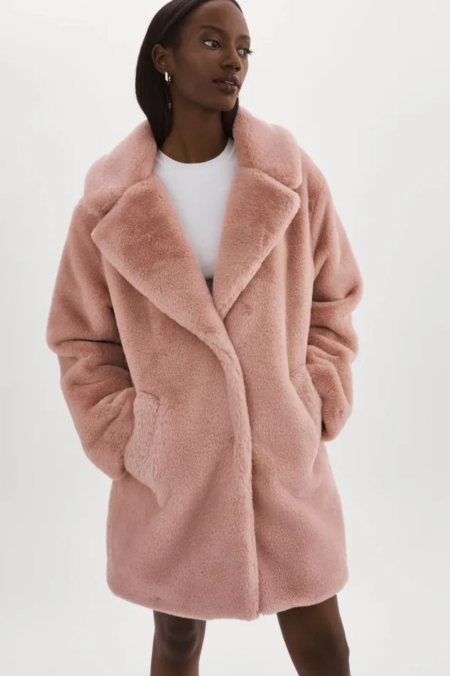 Women LINNEA Faux Fur Coat Smoky Pink LAMARQUE Faux Fur Women LINNEA Faux Fur Coat Smoky Pink LAMARQUE Faux Fur