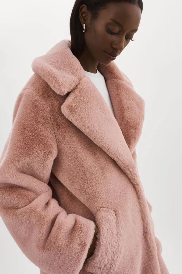Women LINNEA Faux Fur Coat Smoky Pink LAMARQUE Faux Fur Women LINNEA Faux Fur Coat Smoky Pink LAMARQUE Faux Fur