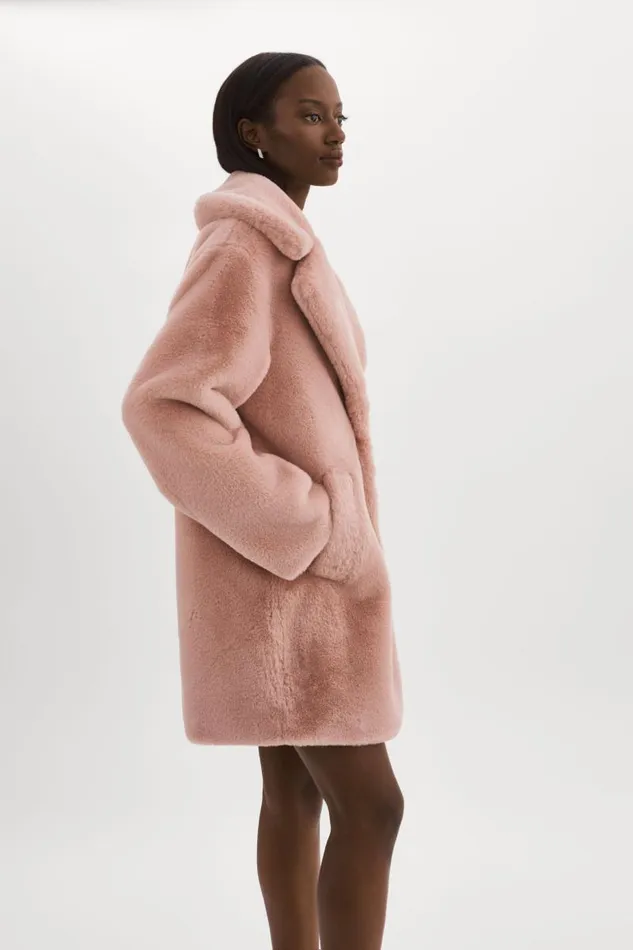 Women LINNEA Faux Fur Coat Smoky Pink LAMARQUE Faux Fur Women LINNEA Faux Fur Coat Smoky Pink LAMARQUE Faux Fur
