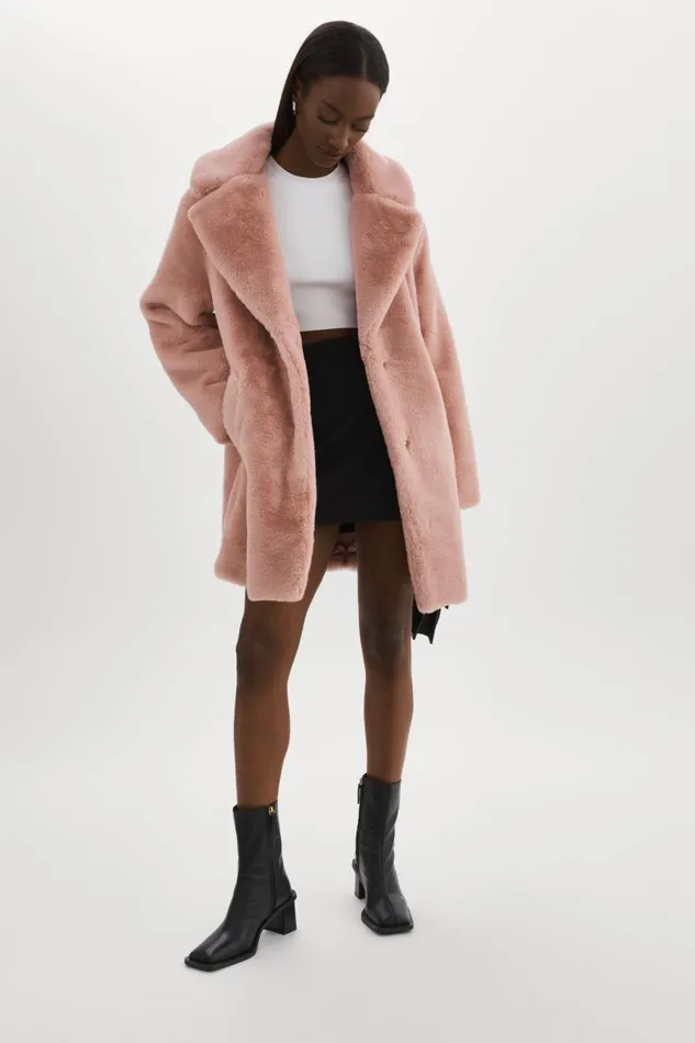 Women LINNEA Faux Fur Coat Smoky Pink LAMARQUE Faux Fur Women LINNEA Faux Fur Coat Smoky Pink LAMARQUE Faux Fur