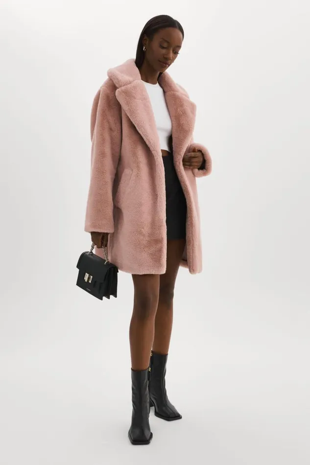 Women LINNEA Faux Fur Coat Smoky Pink LAMARQUE Faux Fur Women LINNEA Faux Fur Coat Smoky Pink LAMARQUE Faux Fur