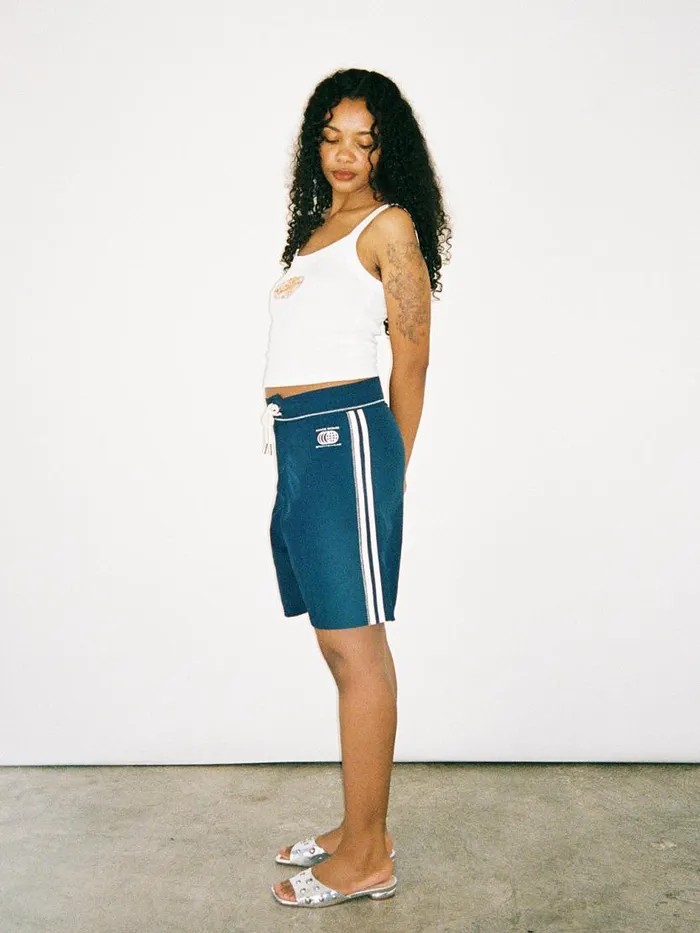 Women Made Some Long Shorts Navy and White Lisa Says Gah Shorts
