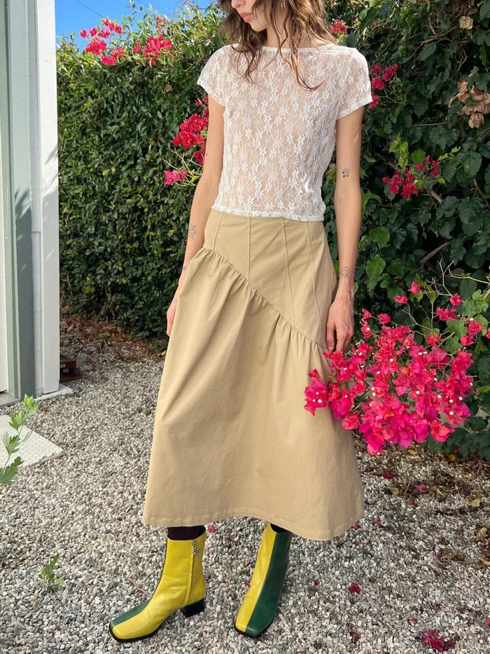 Women Maeve Midi Skirt Toast Twill Lisa Says Gah Skirts