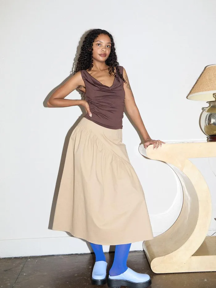 Women Maeve Midi Skirt Toast Twill Lisa Says Gah Skirts