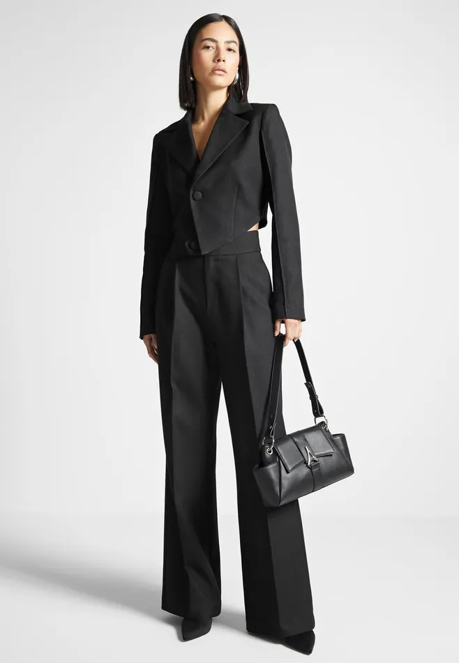 Women Manire De Voir Asymmetric Tailored Cropped Blazer Black
