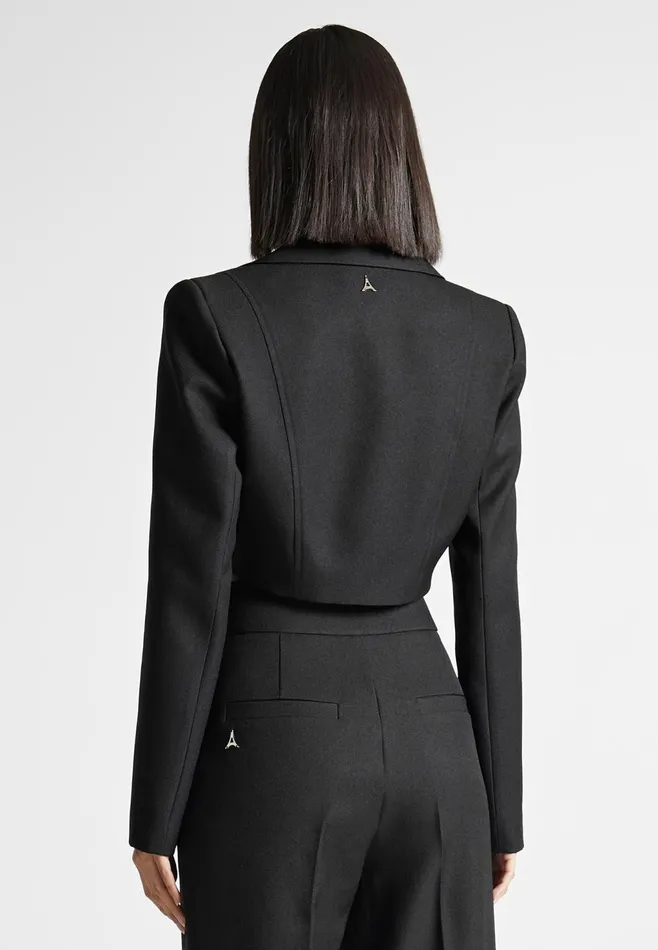 Women Manire De Voir Asymmetric Tailored Cropped Blazer Black