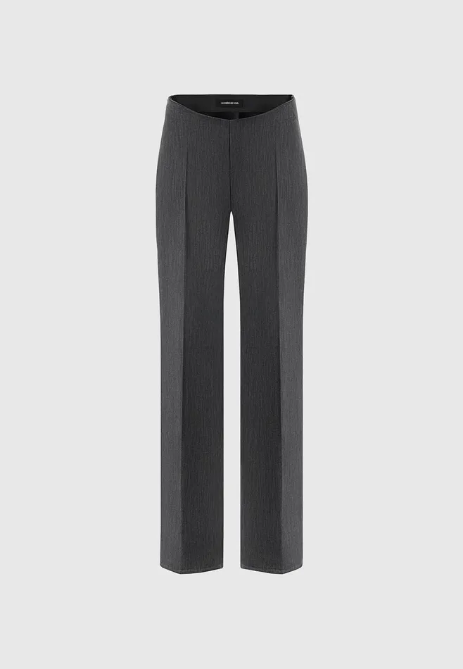 Women Manire De Voir Curved Waist Tailored Trousers Dark Grey