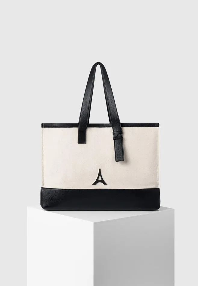 Women Manire De Voir Eiffel Detail Canvas Tote Bag Beigeblack