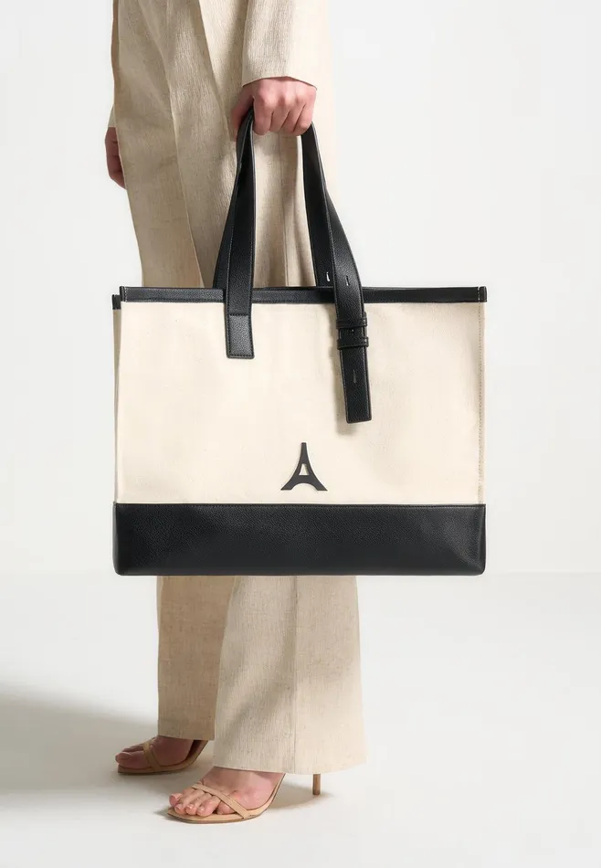 Women Manire De Voir Eiffel Detail Canvas Tote Bag Beigeblack