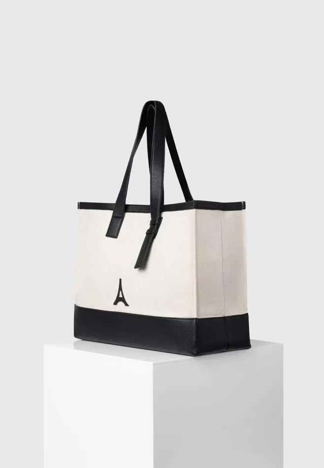 Women Manire De Voir Eiffel Detail Canvas Tote Bag Beigeblack