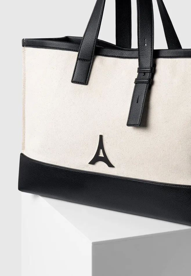 Women Manire De Voir Eiffel Detail Canvas Tote Bag Beigeblack