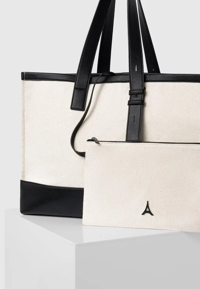 Women Manire De Voir Eiffel Detail Canvas Tote Bag Beigeblack