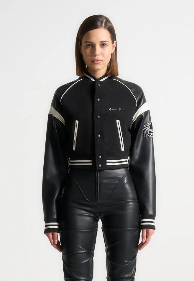 Women Manire De Voir Eiffel Varsity Jacket Black