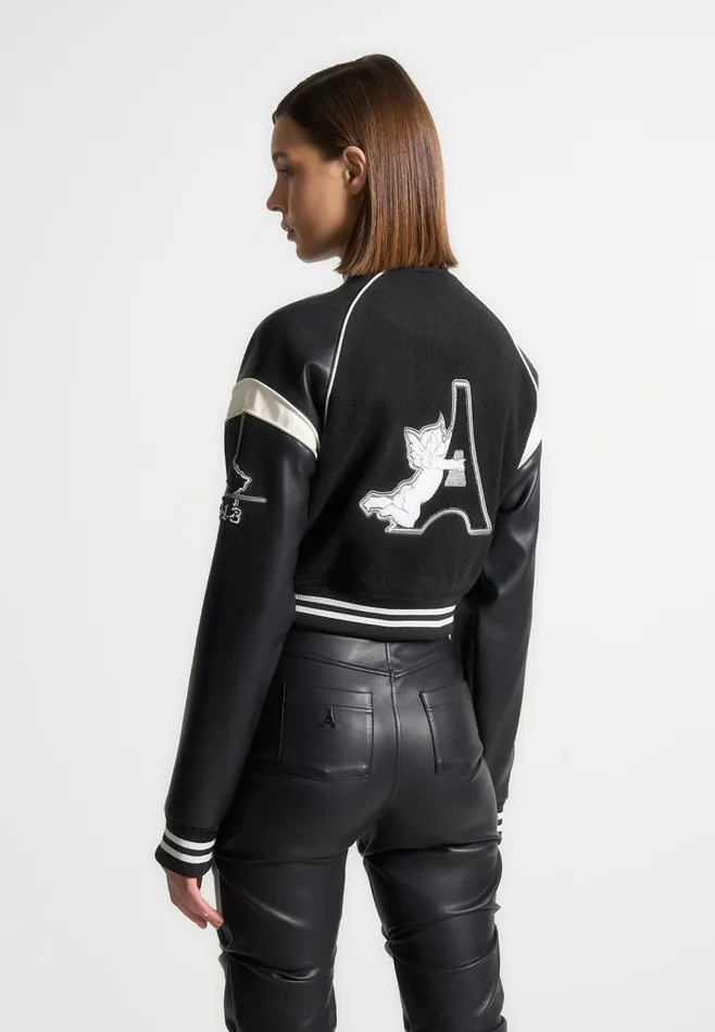 Women Manire De Voir Eiffel Varsity Jacket Black