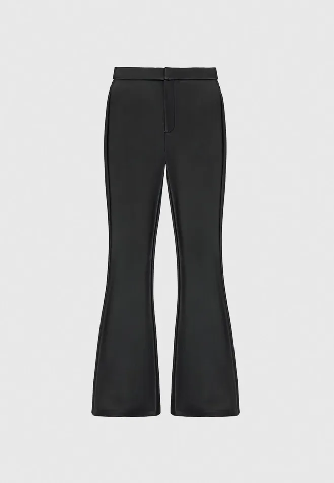 Women Manire De Voir Leather Mini Flared Leggings Black