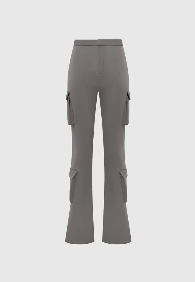 Women Manire De Voir Neoprene Cargo Fit And Flare Leggings Grey