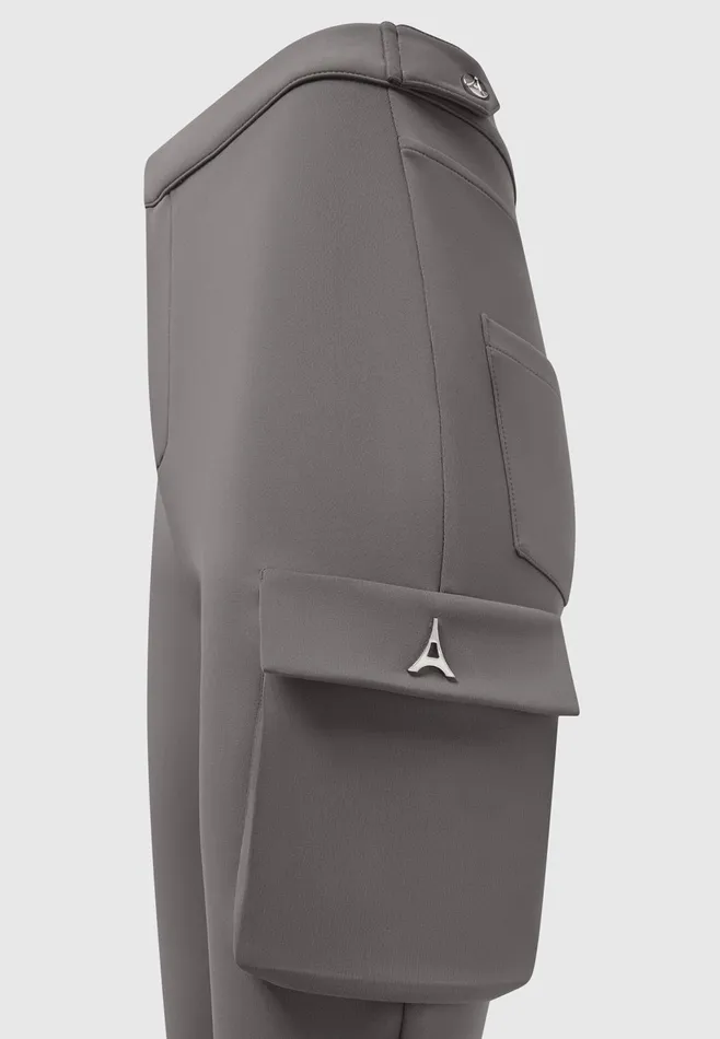 Women Manire De Voir Neoprene Cargo Fit And Flare Leggings Grey