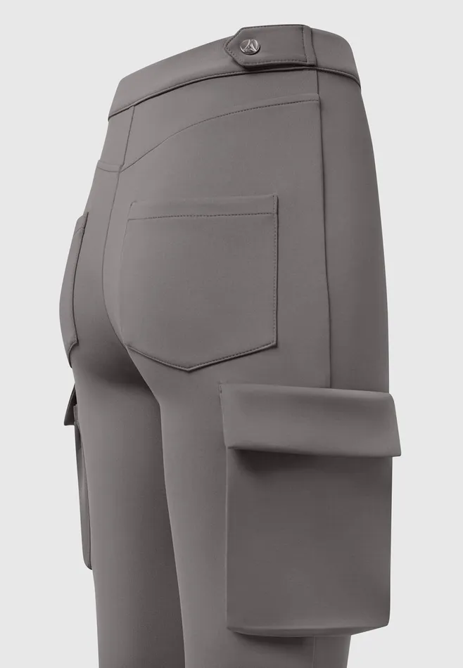 Women Manire De Voir Neoprene Cargo Fit And Flare Leggings Grey