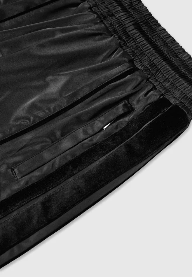 Women Manire De Voir Satin And Velvet Trousers Black