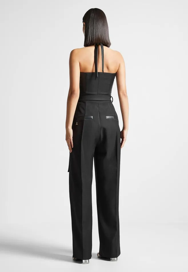 Women Manire De Voir Tailored Pleat Jumpsuit With Belt Black