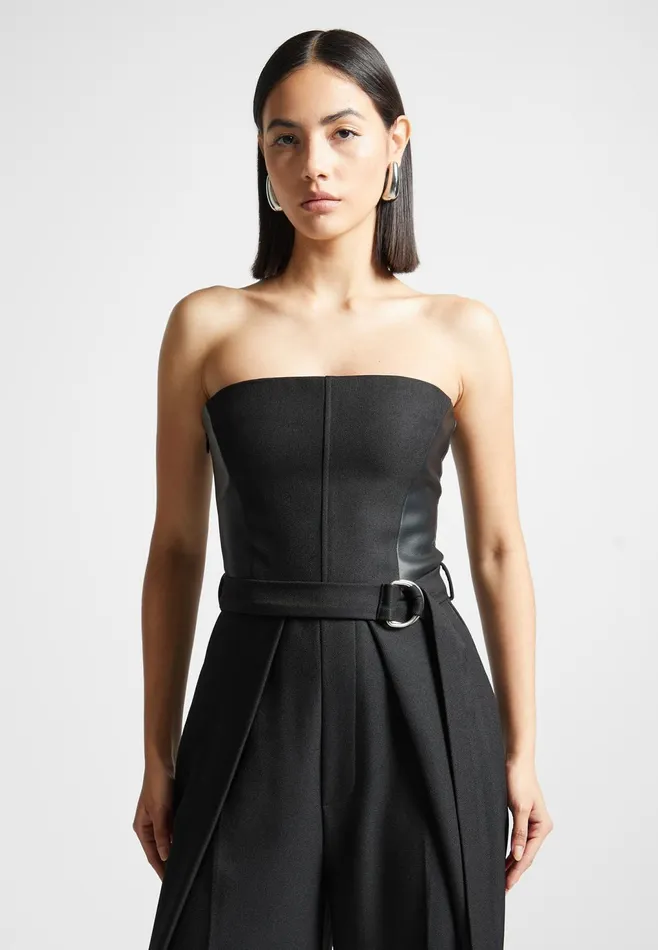 Women Manire De Voir Tailored Pleat Jumpsuit With Belt Black